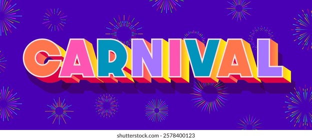 Carnival background 3d bold coloful typography style