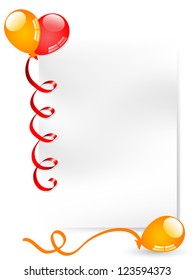Carnival background with balloons and ribbons