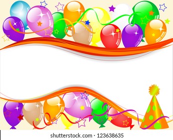 Carnival background with balloons and ribbons