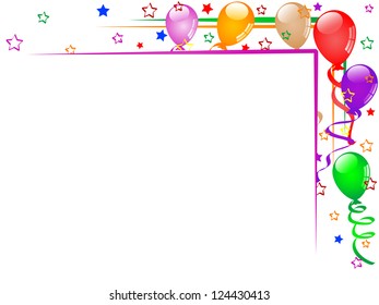 Carnival background with balloons and ribbons