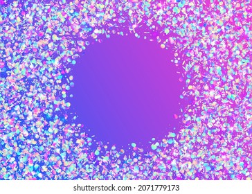 Carnival Background. Bright Foil. Flying Art. Laser Christmas Serpentine. Blue Metal Texture. Light Confetti. Holographic Effect. Blur Flare. Pink Carnival Background