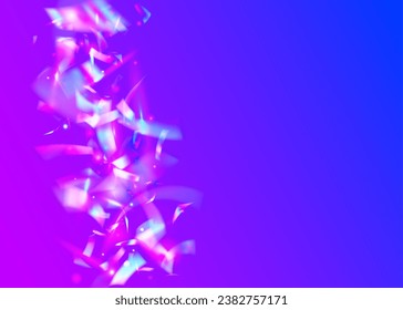 Carnival Background. Falling Glare. Festive Art. Shiny Flare. Party Realistic Decoration. Neon Tinsel. Violet Laser Effect. Digital Foil. Purple Carnival Background