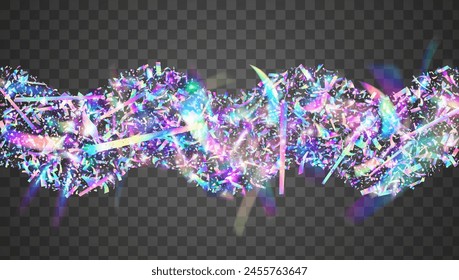 Carnival Background. Falling Poster. 3d Pattern. Carnaval Burst. Blue Light Sparkle. Digital Design. Happy Abstract Backdrop. Unicorn Tinsel. Purple Carnival Background