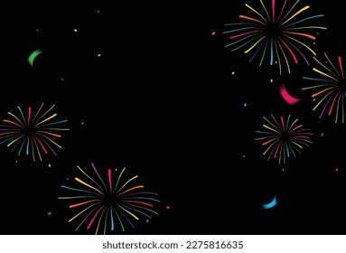 Carnival Background With Firework And Colorful Confetti. Art Wallpaper Banner. Celebration Party Background Template New Year. Vector