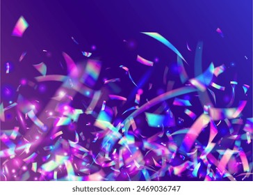 Carnival Background. Happy Concept. Festive Effect. Purple Retro Glitter. Isolated Poster. Light Christmas Serpentine. Explosion Ribbon. Digital Design. Blue Carnival Background