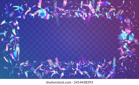 Carnival Background. Laser Texture. Disco Isolated Illustration. Cristal Poster. Unicorn Confetti. Holographic Burst. Pink 3d Tinsel. Falling Dust. Blue Carnival Background