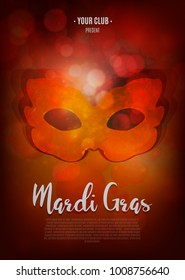 Carnival background with mask. Concept design for poster, greeting card, party invitation, banner or flyer. Vector Illustration.