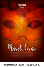 Carnival background with mask. Concept design for poster, greeting card, party invitation, banner or flyer. Vector Illustration.