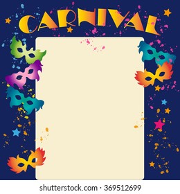  Carnival Background with Masks and Confetti