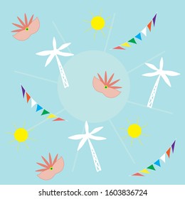 carnival background with palm trees and sun. brazilian style background