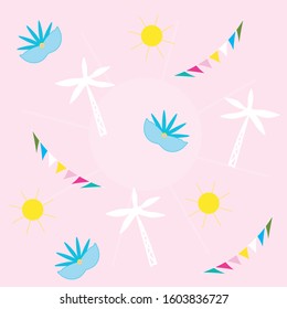 carnival background with palm trees and sun. brazilian style background