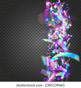 Carnival Background. Purple Disco Effect. Light Glare. Blur Prismatic Decoration. Modern Art. Glamour Foil. Falling Texture. Retro Banner. Blue Carnival Background