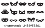 Carnival or ball mask black silhouette - vector collection.