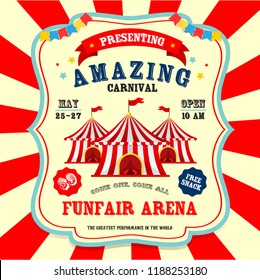 Carnival banner. Circus. Funfair flyer