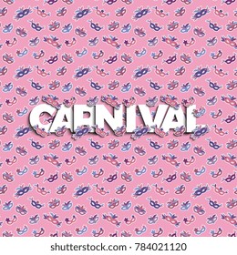 carnival banner design layout with text and masks background