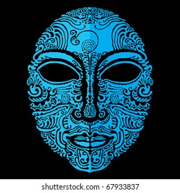 carnival blue tattoo mask vector