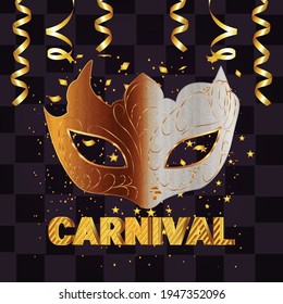 Carnival brazil party event with golden mask
