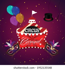 Carnival brazilian event background with circus tent with mask