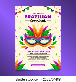 Carnival Brazilian Festival Flyer with cute colorful element design