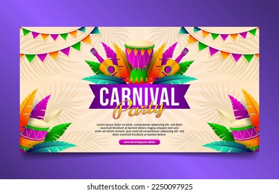 Carnival Brazilian Festival horizontal banner, social media cover template design