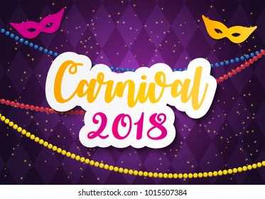 Carnival Brochure Template for Brazil Carnival in South America. Celebration Greeting Card Backround. Vecor Illustration EPS10