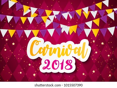 Carnival Brochure Template for Brazil Carnival in South America. Celebration Greeting Card Backround. Vecor Illustration EPS10