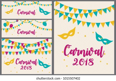 Carnival Brochure Template for Brazil Carnival in South America. Celebration Greeting Card Backround. Vecor Illustration EPS10