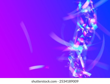 Carnival Burst. Abstract Tinsel. Glare Iridescent Illustration. Surprise Design. Art Sparkle. Blue Foil Confetti. Carnaval Effect. Color Ribbon. Purple Carnival Burst