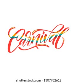 Carnival calligraphic lettering poster. Vector illustration - Vector
