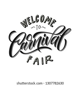 Carnival calligraphic lettering poster. Vector illustration - Vector
