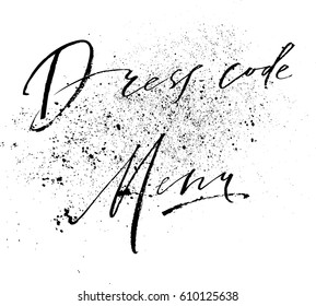 Carnival callygraphy. Dress code card design template.