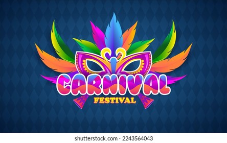 Carnival card or banner With Colorful Party Elements and typography design. Vector illustration