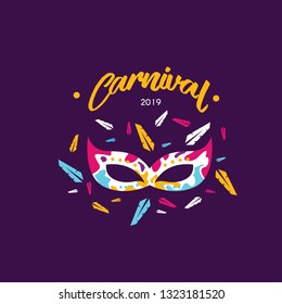 Carnival card or banner with typographic design Vector illustration. - Vector