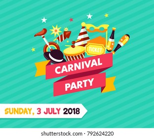 Carnival card or banner with typography design