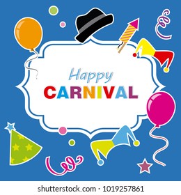 Carnival card. Party accessories and space for text
