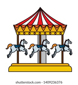 carnival carousel horses icon vector illustration