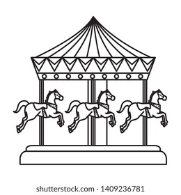 carnival carousel horses icon vector illustration