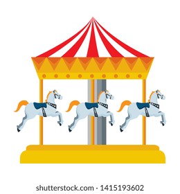 carnival carousel horses icon vector illustration