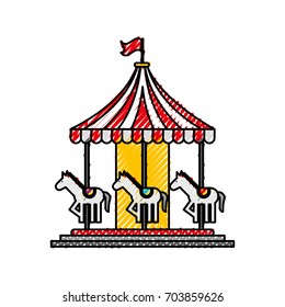 carnival carousel isolated icon