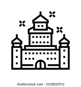 carnival castle amusement park line icon vector. carnival castle amusement park sign. isolated contour symbol black illustration