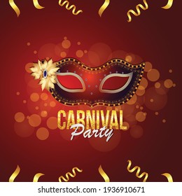 	
Carnival Celebration Banner With Golden Mask And Background