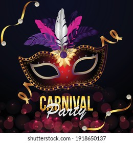 	
Carnival Celebration Party With Golden Mask