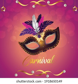 	
Carnival celebration party with golden mask