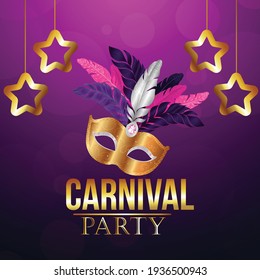 	
Carnival celebration party with golden mask