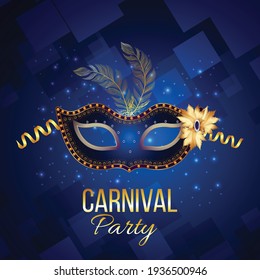 	
Carnival celebration party with golden mask