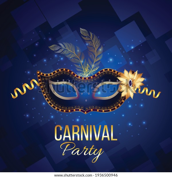 	\
Carnival\
celebration party with golden\
mask
