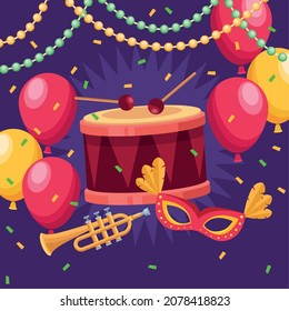 carnival celebration poster with balloons helium