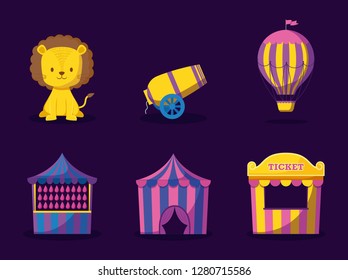 carnival celebration set icons