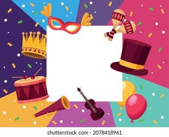 carnival celebration square frame decoration