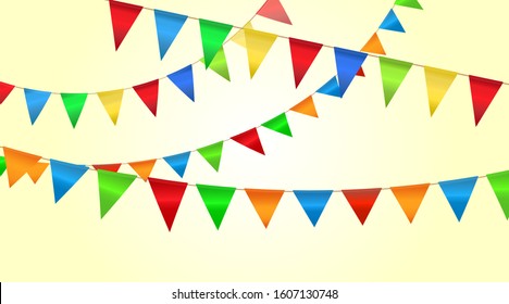 Carnival, Christmas or New Year garland  Decorative colorful party pennants for birthday celebration, festival and fair decoration. Vector